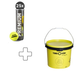 Palline Da Tennis Tennis-Point 25x Premium Tennisball 4er plus Balleimer rund